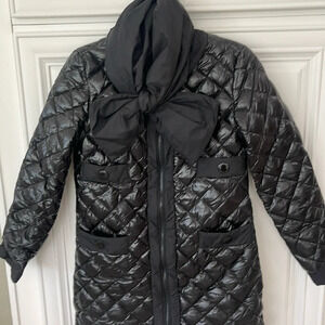 Moncler BAIEL Black Women Quilted Coat Jacket  Small made in Italy - with flaws